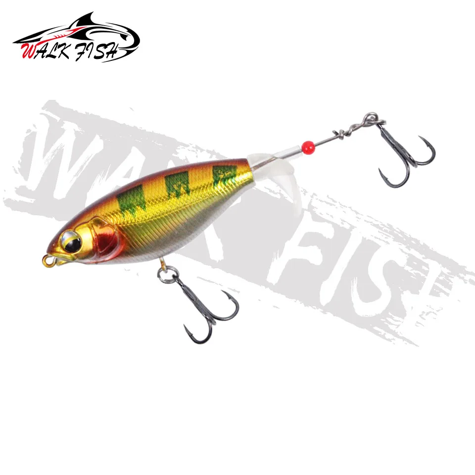 WALK FISH-señuelo de pesca Whopper Plopper, 1 piezas, 6g, 10g, lápiz Topwater, cebo duro Artificial, lubina, cola giratoria suave, Wobblers - imagen 5