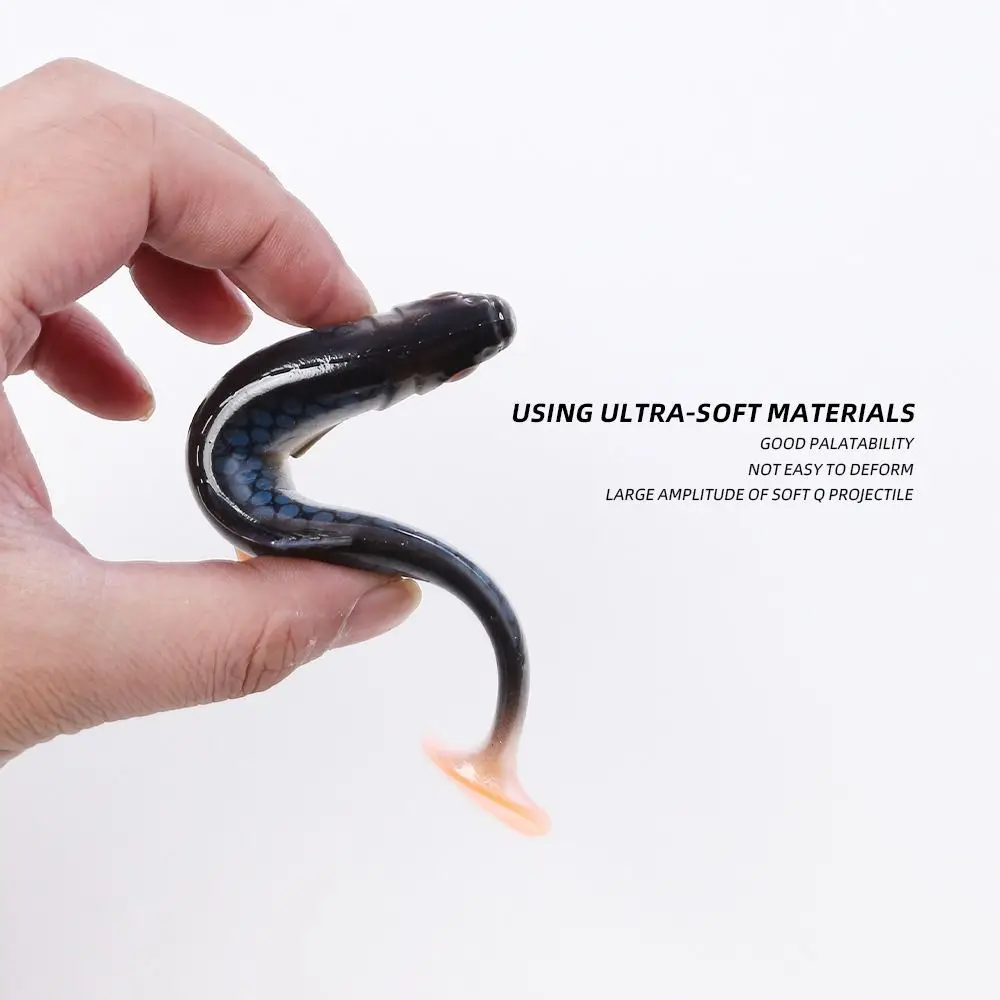 Señuelos de pesca blandos portátiles de 15CM, cola en T, pez Artificial, cebo falso simulado, ojos 3D de silicona, cebo Artificial para pesca - imagen 4