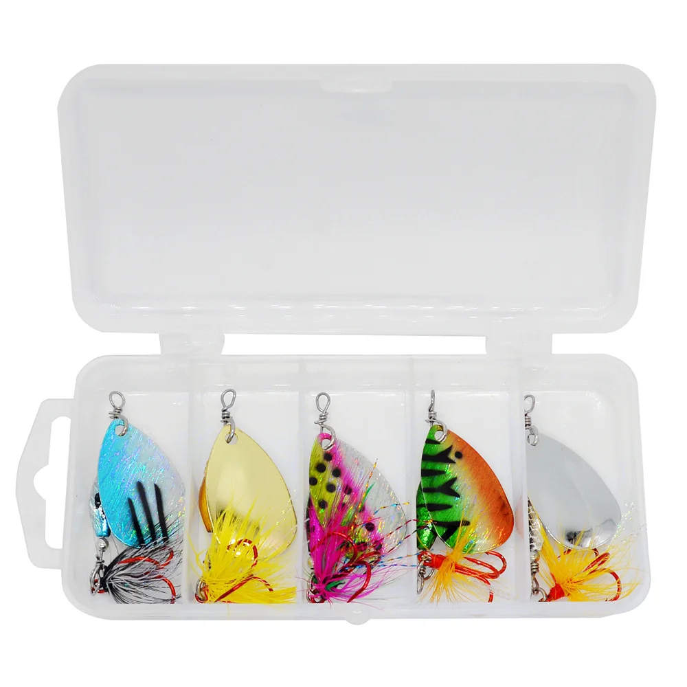 5 unids/caja cebo giratorio 6,5g cuchara dura señuelos de lubina VIB señuelo de Pesca de Metal para Lucio caja de aparejos de Pesca Pesca - imagen 4