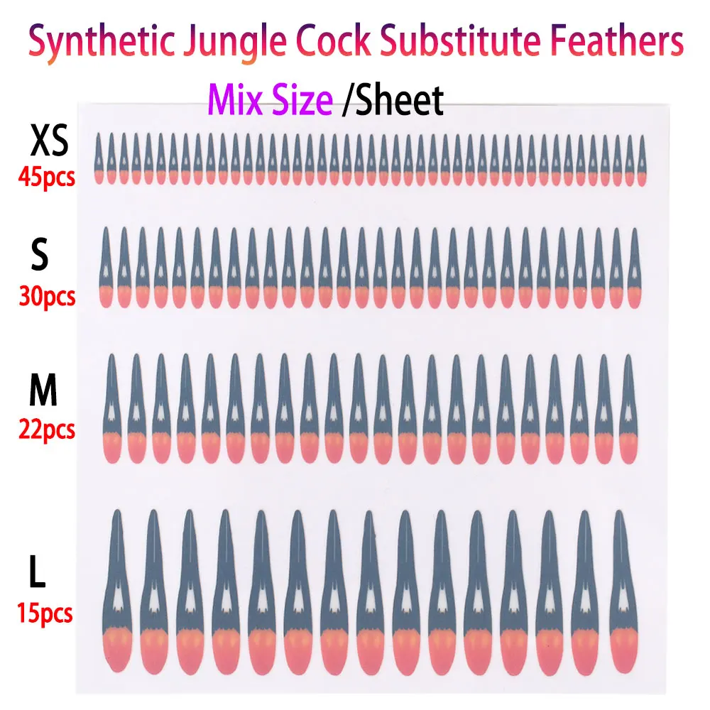 Bimoo-pegatina de plumas de sustituto de ojo de gallo de jungla Artificial precortada, zumbador de mosca húmeda clásico, serpentina de medios, materiales para atar moscas - imagen 3