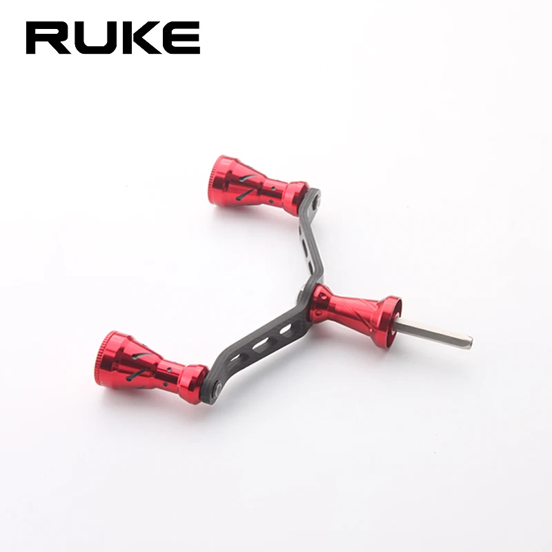 Ruke mango de pesca de fibra de carbono con perilla de aleación, eje de 6 ángulos para carrete tipo D, accesorio de pesca DIY, mango doble, 1 unidad - imagen 5