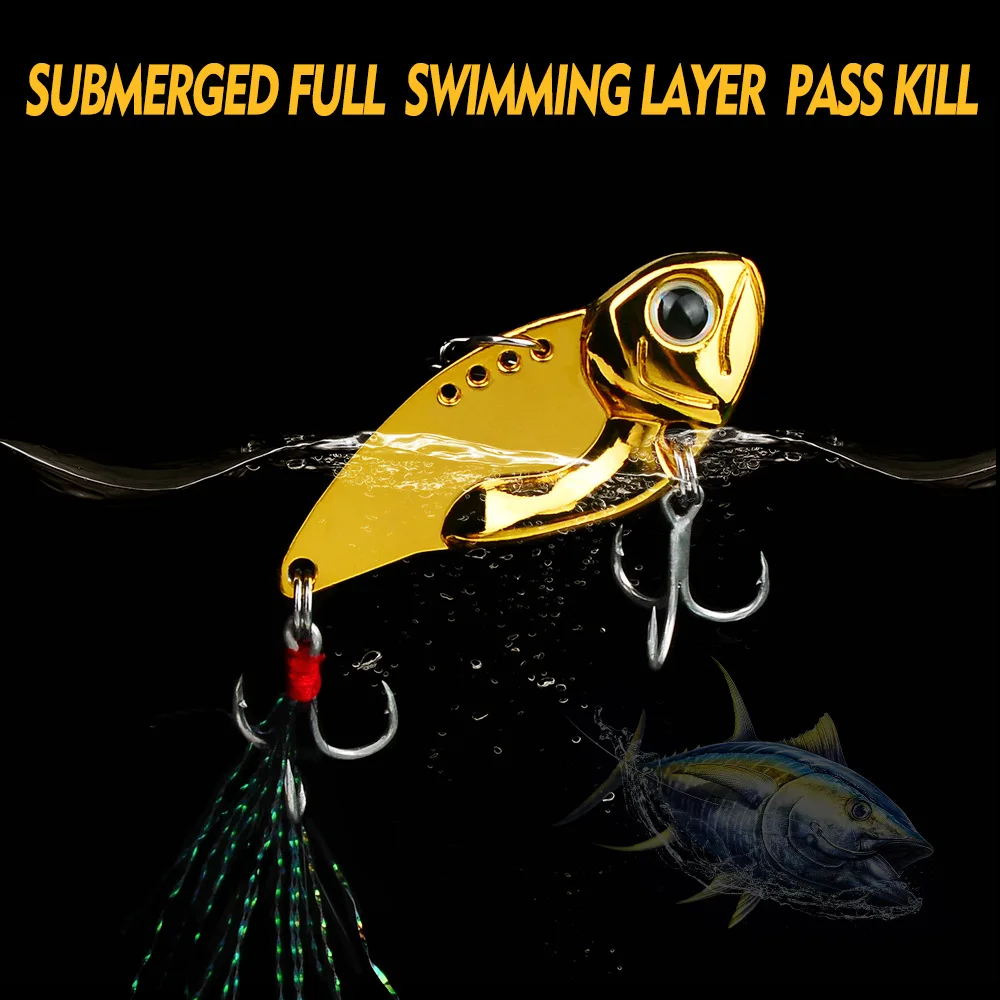 Señuelos de pesca biónicos Vib de Metal, cebos giratorios artificiales con anzuelos afilados para pesca en agua dulce y salada, diseño realista - imagen 4