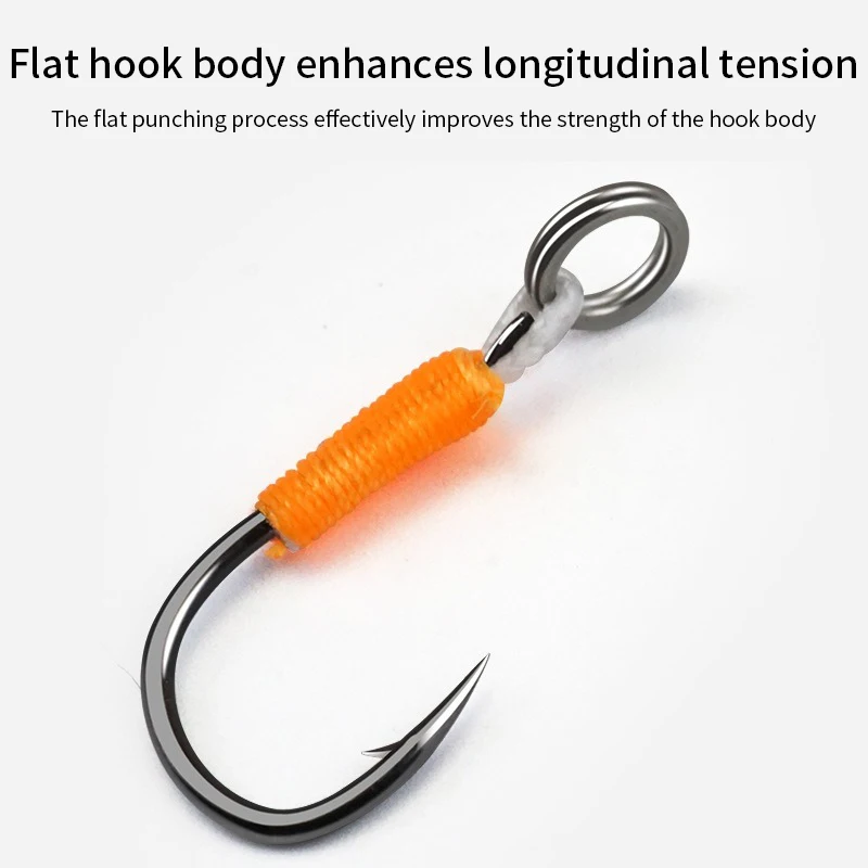 10 Uds. Señuelo de Pesca, anzuelo duro, plantillas de Pesca DIY, anzuelo de asistencia, anzuelos de plantilla individuales con púas, Pesca de acero rico en carbono - imagen 3