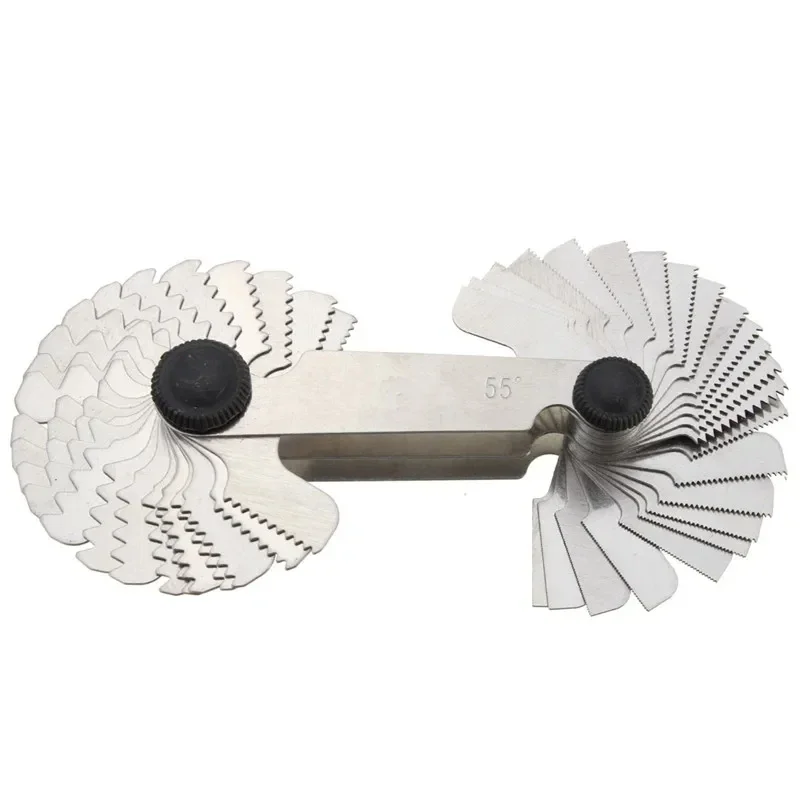 Juego de herramientas de medición de corte de paso de rosca de tornillo de 4 piezas 52 hojas + 2 piezas 60 ° +1 unidad 55 ° Medidores centrales para medición industrial, medidores - imagen 3