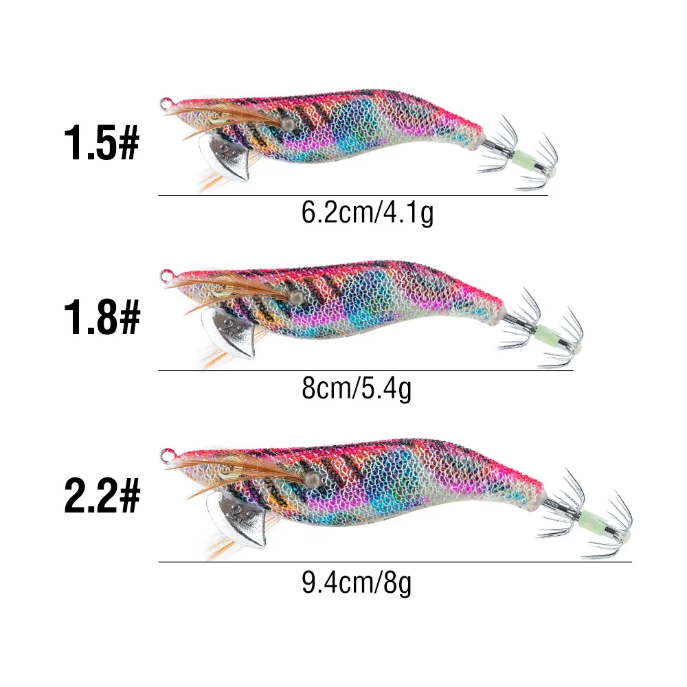 4,1g 5,4g 8g plantilla de calamar señuelo de pesca duro camarones gambas luminosas que brillan en la oscuridad señuelos artificiales aparejos para sepia pulpo - imagen 3