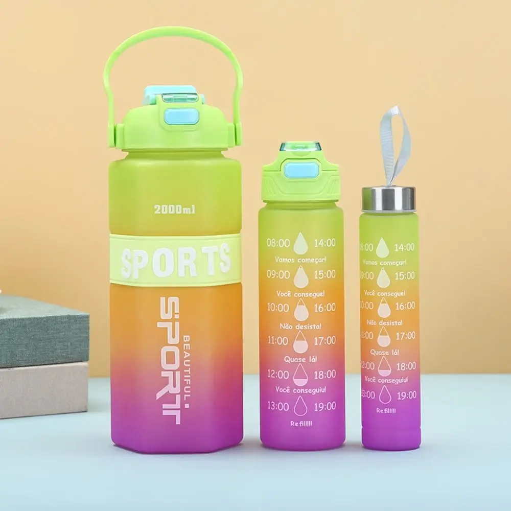 Juego de tres piezas de botellas de agua deportivas, taza colorida esmerilada de gran capacidad a prueba de fugas, hervidor deportivo hexagonal portátil para Fitness - imagen 4
