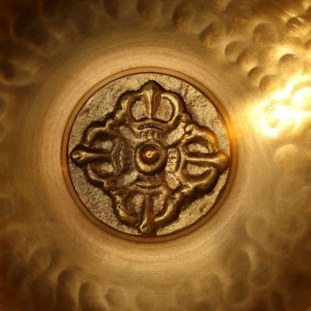 Nuevo Cuenco budista tibetano de Nepal, cuencos tibetanos de fondo plano hechos a mano, cuenco de meditación con mortero cruzado - imagen 5