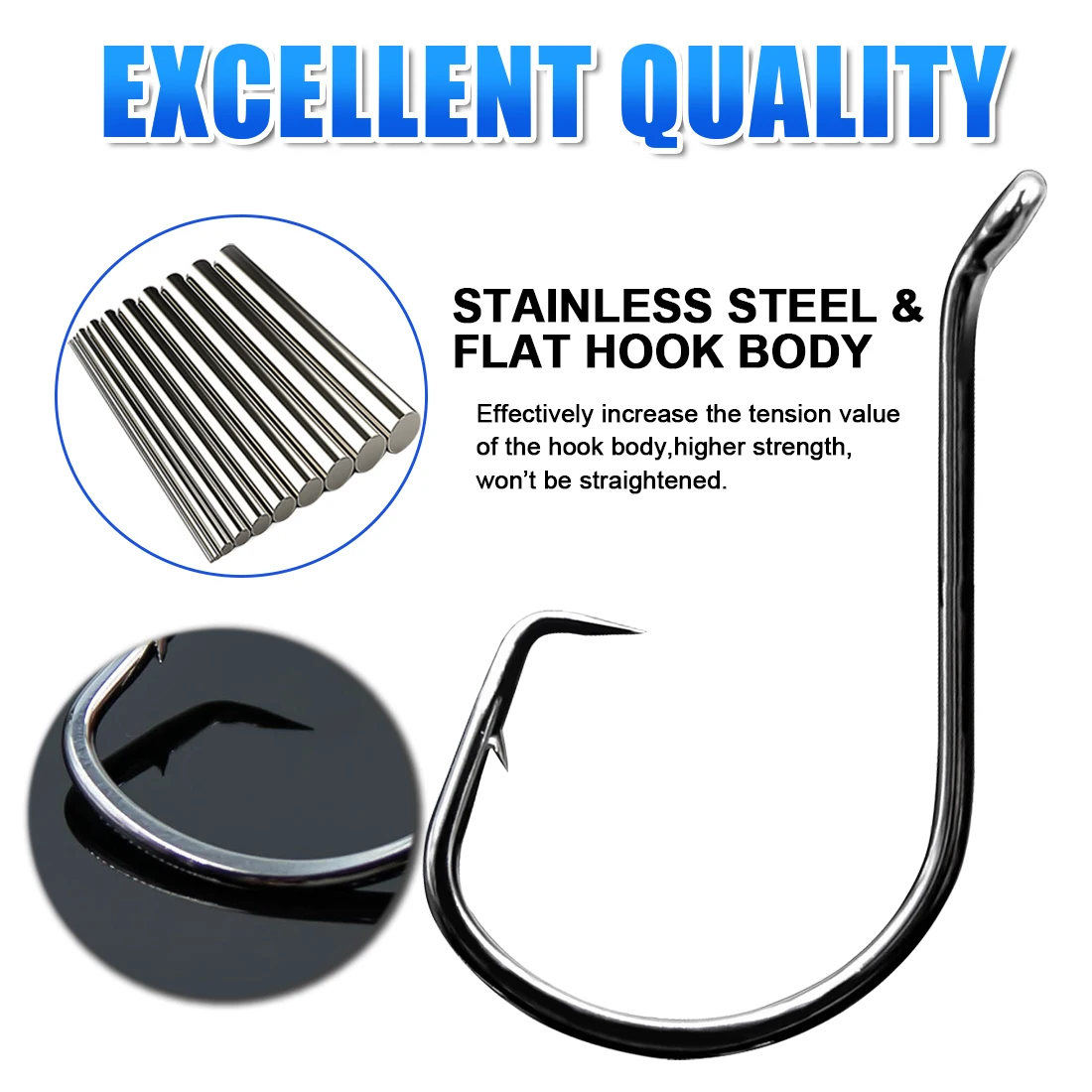 FishTrip-anzuelo de pulpo, anzuelo circular de carpa compensado, 2X cebo vivo fuerte, anzuelo de pesca con púas para agua salada y bagre de agua dulce y lubina - imagen 2