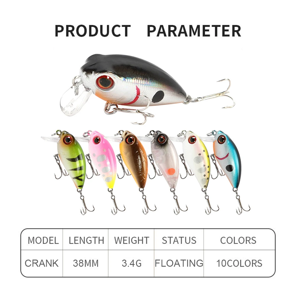 3,8 cm 3,4g señuelo de pesca Crankbait Wobbler manivela flotante Jerkbait Swimbait cebo duro Artificial trucha cebo para lubina señuelo biónico - imagen 3