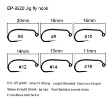 Eupheng 1000 Uds competencia sin púas anzuelo de pesca con mosca atado Materails seco ninfa Shirmp húmedo Caddis anzuelo para moscas níquel negro - imagen 5
