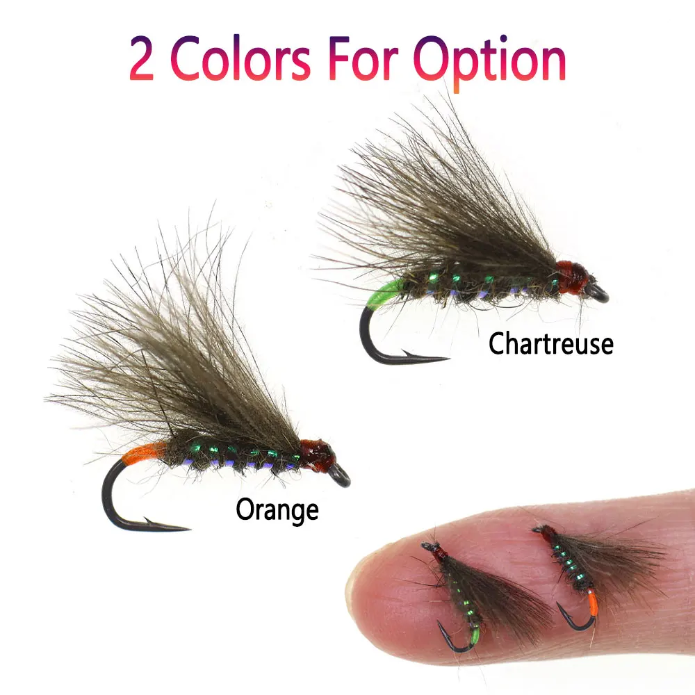 Bimoo 8PCS # 16 púas CDC ala mayfly mosca seca fluriscente flotante Emerger mosca seca trucha Grayling Panfish mosca Señuelos de pesca cebos - imagen 4