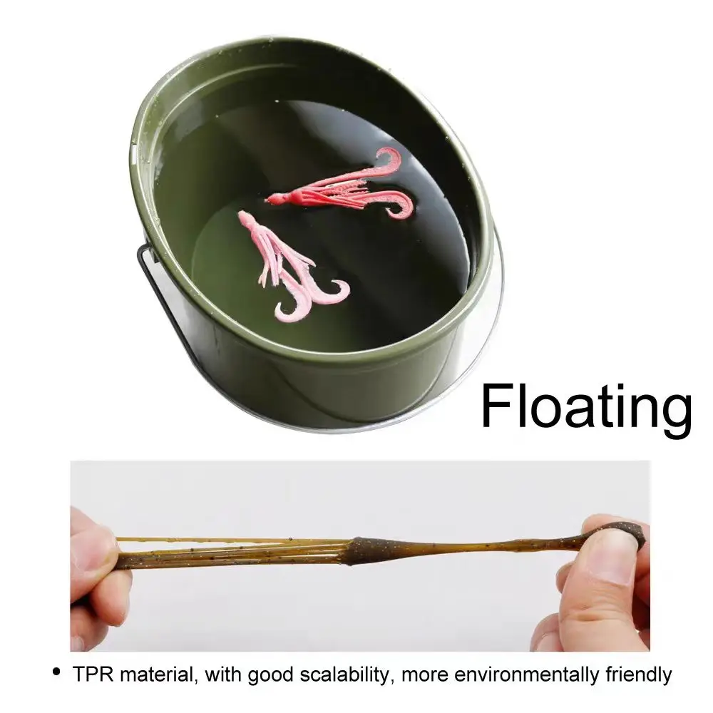 20 unids/set Jig Wobblers cebo suave de silicona gusano pulpo Señuelos de pesca 10cm 4,8g camarones hundimiento giratorio Twintails pesca en el mar - imagen 5