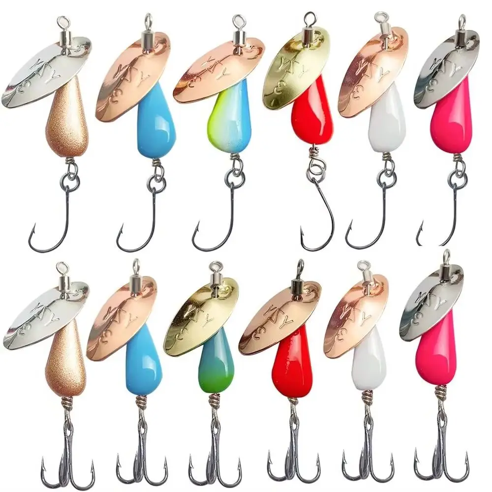 10 Uds AR-S hoja giratoria un solo gancho 5g7g señuelo de Metal latón duro Artificial cuchara cebo cobre agua dulce Creek trucha - imagen 3