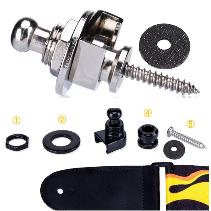 Botón de bloqueo de correa de guitarra para todos los botones acústicos, cerraduras antideslizantes para cinturón de bajo, clavos, accesorios para bajo eléctrico - imagen 2