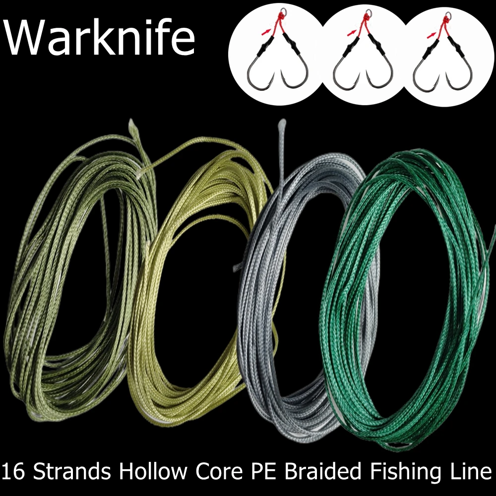 Warknife 16 Strands 10 Meters PE Hollow Core Line for Assist Jig Hook Saltwater Fishing Jigging Hook DIY Trolling Lure Tied Line - imagen 3
