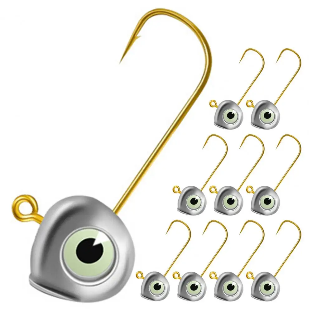 10 stuks 3D-ogen vishaakset voor zoetwatervissen, zware metalen haakjes met weerhaken, jig head haken, outdoor accessoires