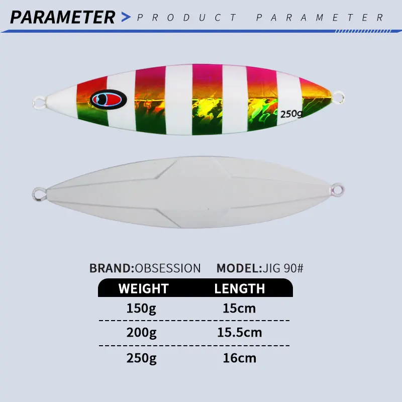 OBSESSION J90 150g 200g 250g agua salada cuchara de hundimiento lento Metal Jigging Rock Pike señuelo de pesca Artificial mar pesca Jig Bait - imagen 3