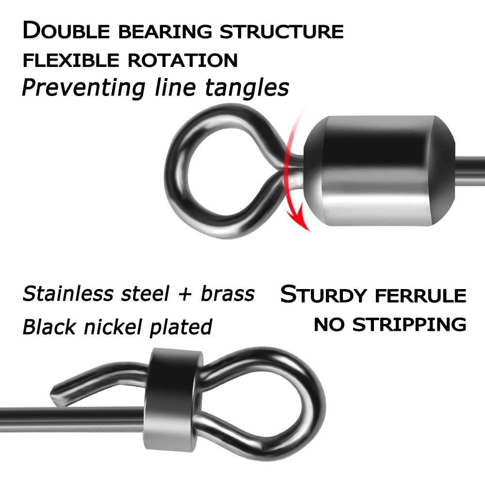 FishTrip Micro giratorios, conector líder de sedal de pesca a presión, resistente al desgaste de carpa, latón a prueba de herrumbre, agua dulce y salada - imagen 3