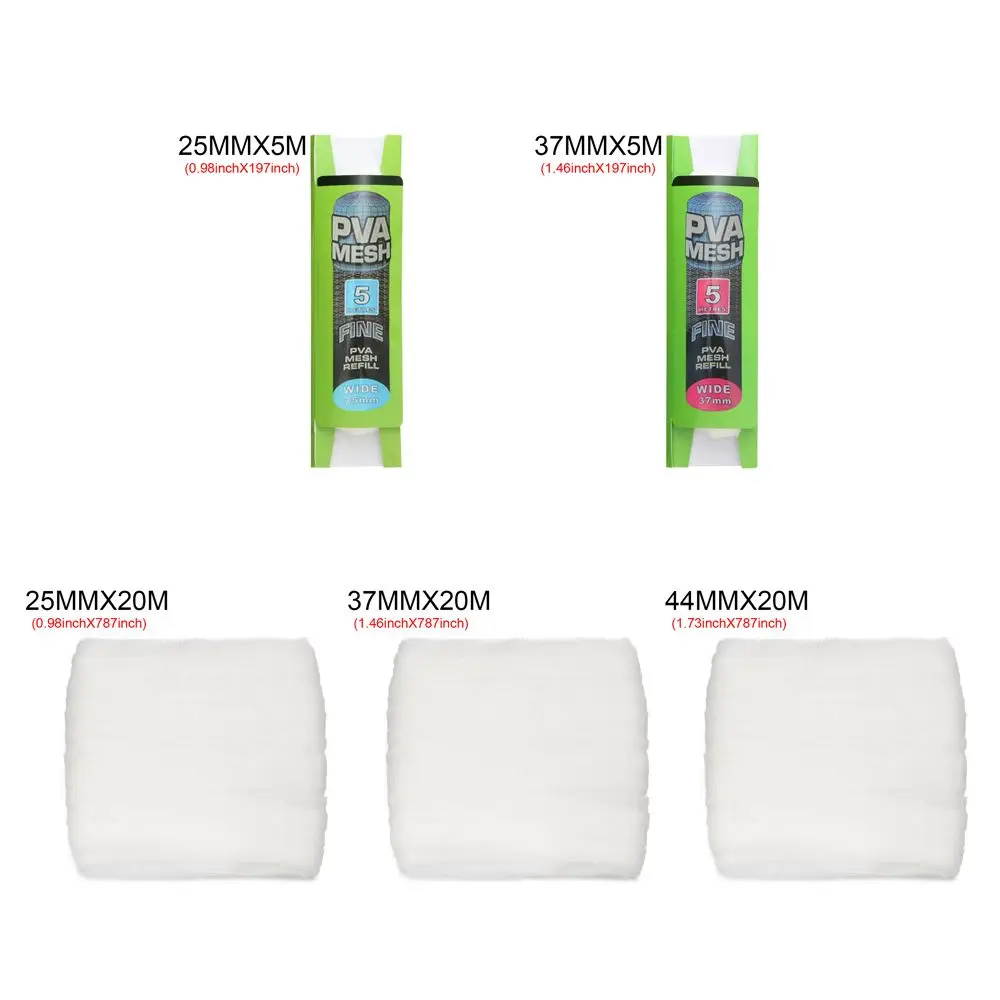 Bolsa Soluble de malla PVA, alimentador de pesca de carpa, saco Soluble en agua, bolsas de envoltura de cebo, accesorios de pesca, 5M, 20M, 25mm, 37mm, 44mm - imagen 5