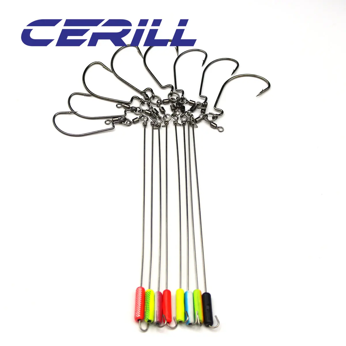 Cermill-gancho de pesca de alta resistencia, aparejo de alambre de 5 piezas, tiro de gota de perforación con pesas giratorias, accesorios de pesca de Japón y Tokio - imagen 4