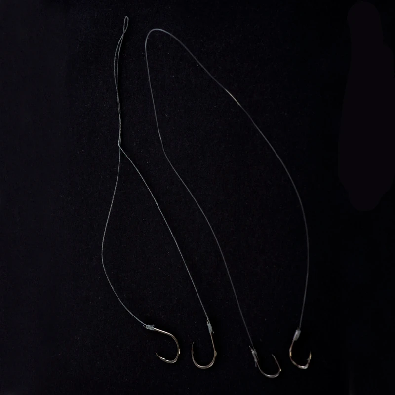 4 paquetes de 20 pares de anzuelos con manivela, anzuelos de la serie japonesa, aparejos de pesca de Color níquel negro con púas para captura de agua dulce - imagen 4