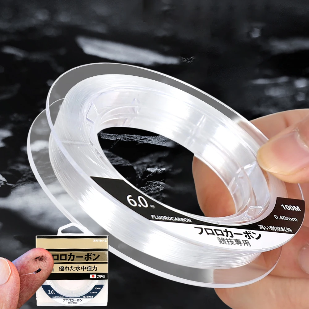 Línea de pesca de fluorocarbono 99% de carbono de 100M, fuerte ocultación, línea de pesca súper potente de alta calidad para pesca al aire libre, nuevo - imagen 3