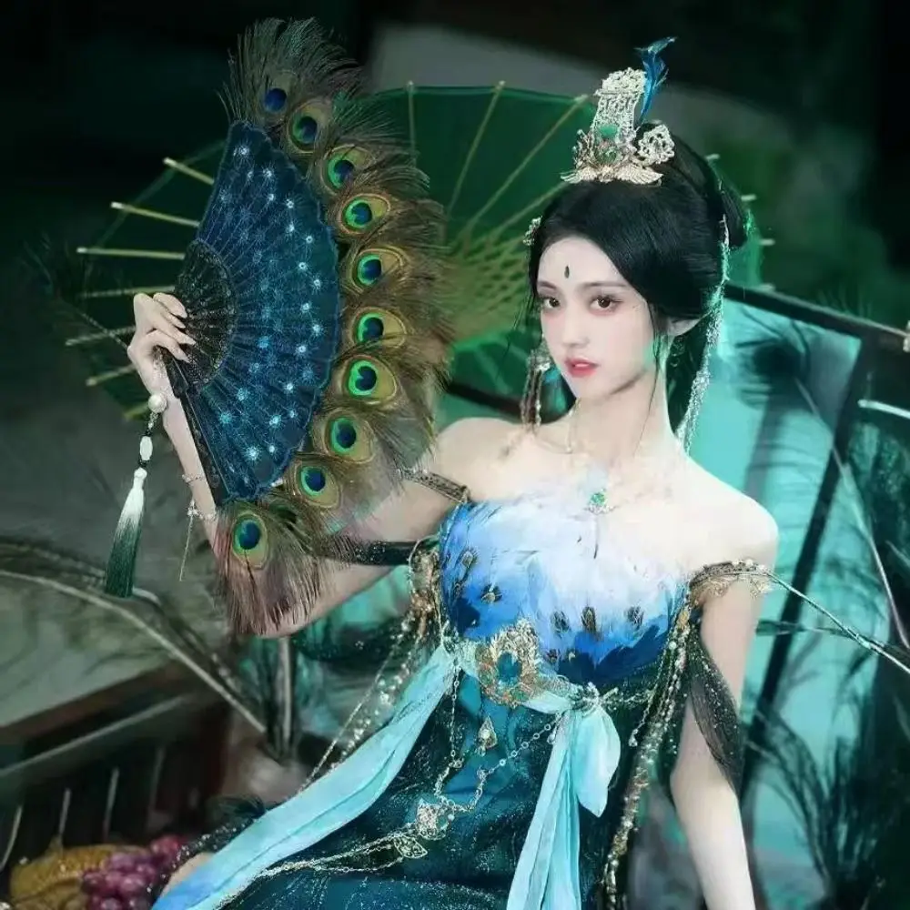 Abanico Grande de Plumas de Pavo Real para Espectáculos - imagen 5