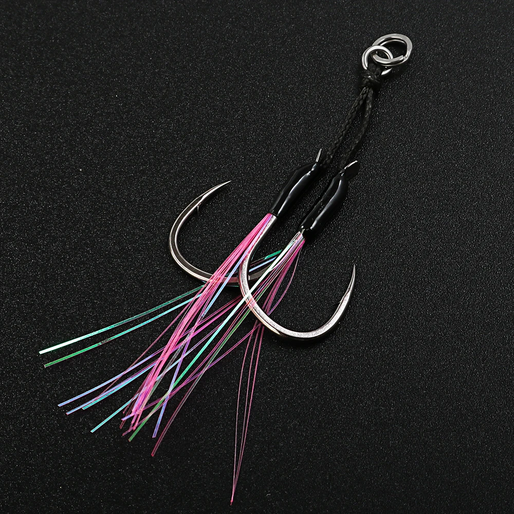 JIGGING PRO 10 #   12 #   14 #   16 #   Gancho de doble asistencia para ganchos gemelos Micro Jig Light Jigging BKK Iseama