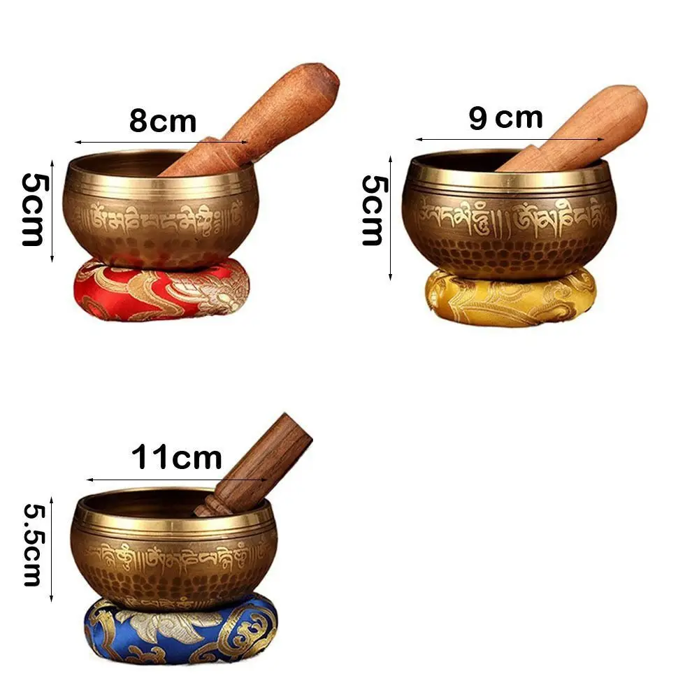 Cuenco con sonido de Buda de Nepal hecho a mano, alivio del estrés, Yoga, sonido de cobre, meditación, canto, juego de cuencos tibetanos - imagen 5