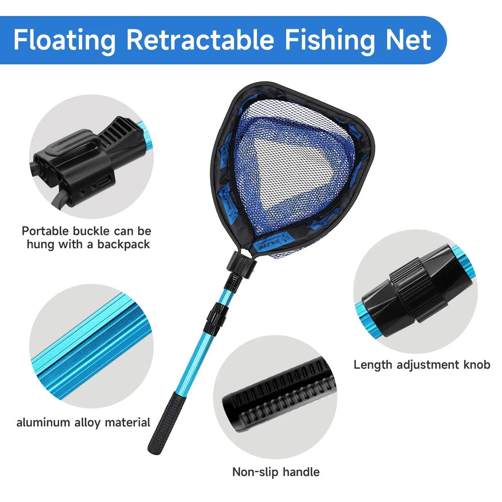 Red de pesca retráctil SANLIKE – Aluminio ultraligera antigancho - imagen 4
