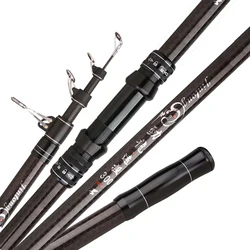 Caña de pescar telescópica de 20kg, fibra de carbono, viaje, Surf, pesca, Spinning, señuelo eléctrico, lanzamiento de caña de Baitcasting, caña de lanzamiento de distancia