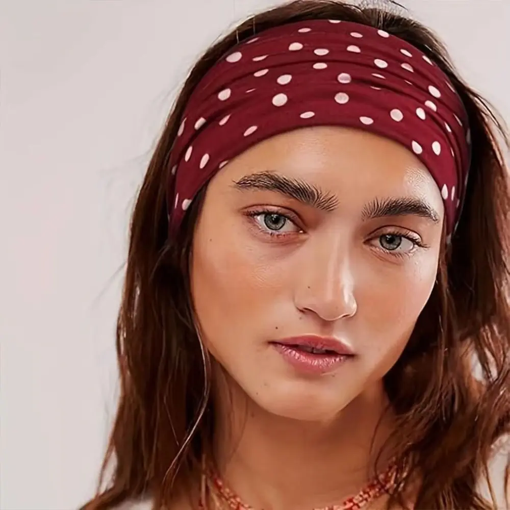 Diadema de lunares para Yoga, diadema deportiva elástica absorbente para el sudor, accesorios para el cabello, diadema para mujer - imagen 3
