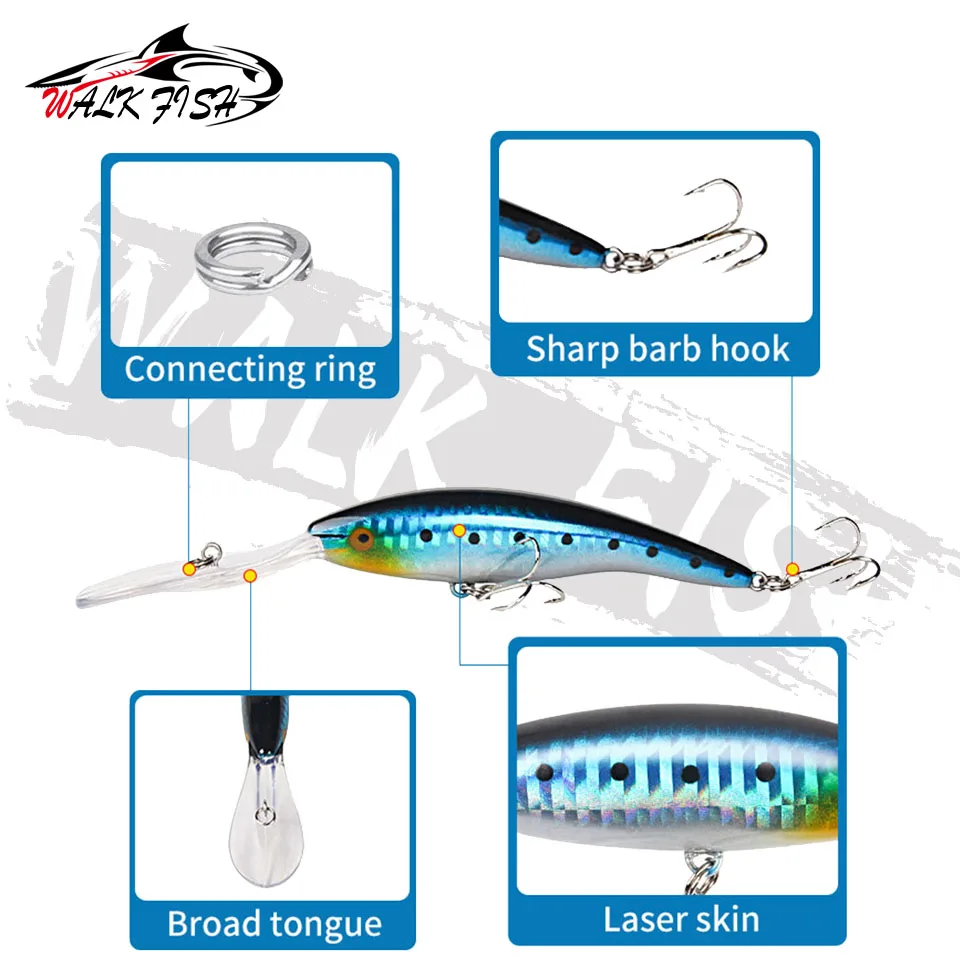 WALK FISH-señuelo de pesca de pececillos, cebo duro Artificial biónico, ojos 3D, 13,8 cm, 14,5g, flotante, Wobbler, Crankbait, curricán de lubina, 1 piezas - imagen 4