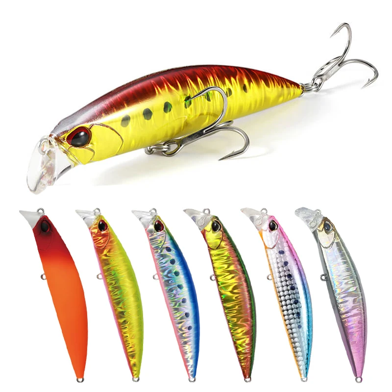 Señuelo de Pesca de pececillo Jerk pesado, 95mm/30g, hundimiento, Wobblers rodante de fundición larga, manivela para lubina, Pesca de agua salada - imagen 5