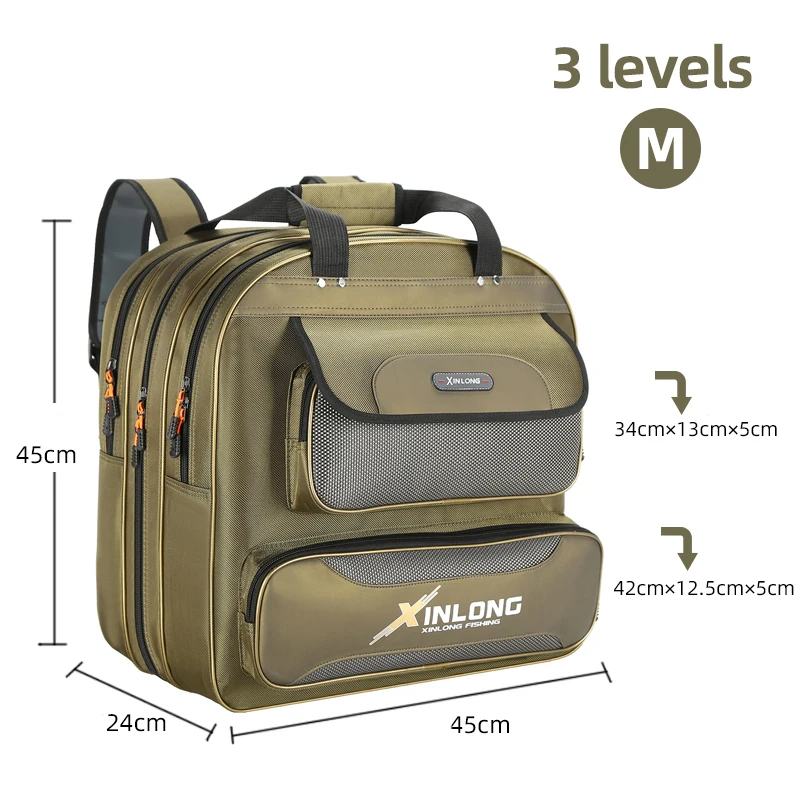 Compartimentos internos de la mochila multifuncional para aparejos de pesca