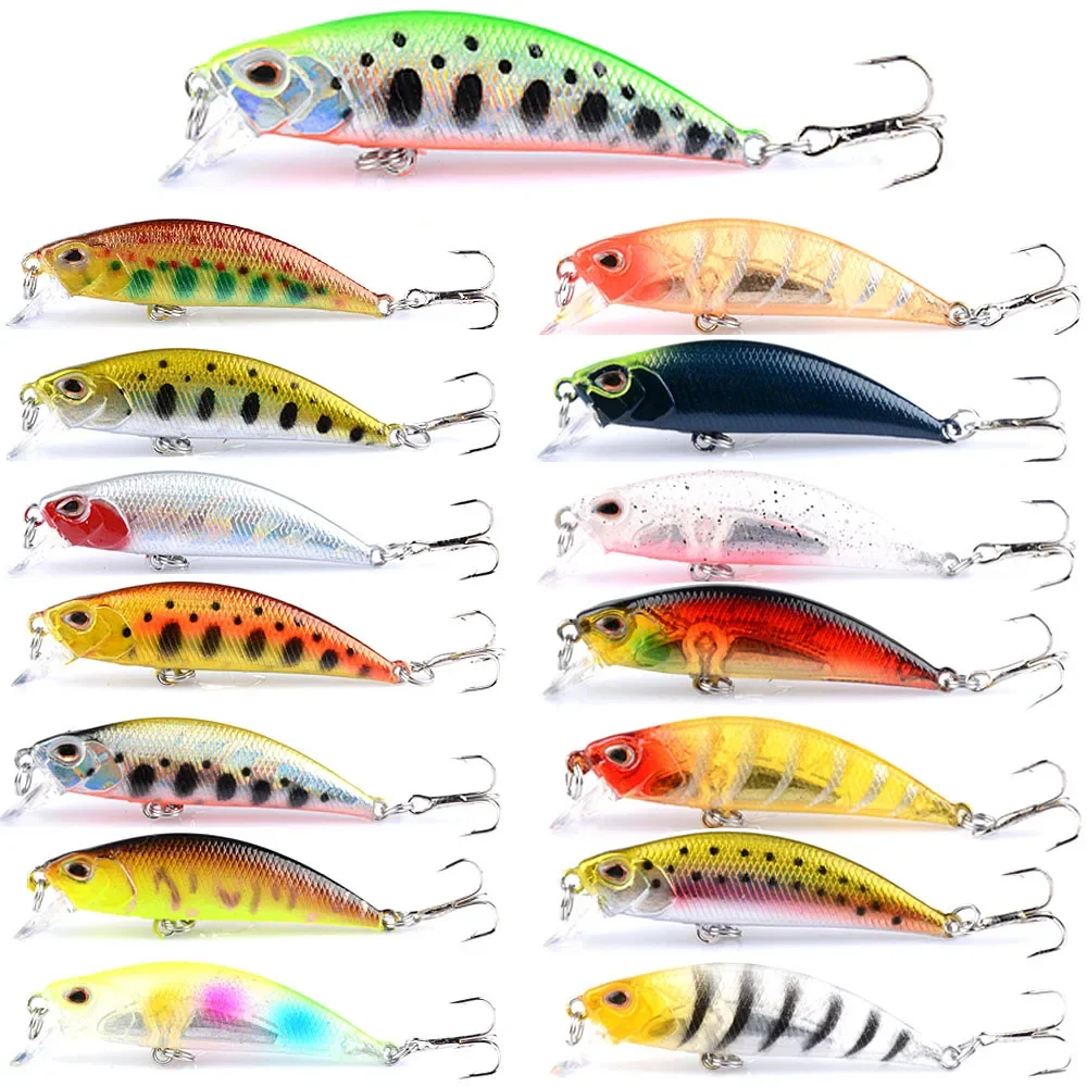 Señuelos de Pesca de hundimiento lento, cebo duro de plástico Artificial, 5cm, 5g, Jerkbait, Crankbait, aparejos de pesca de lubina
