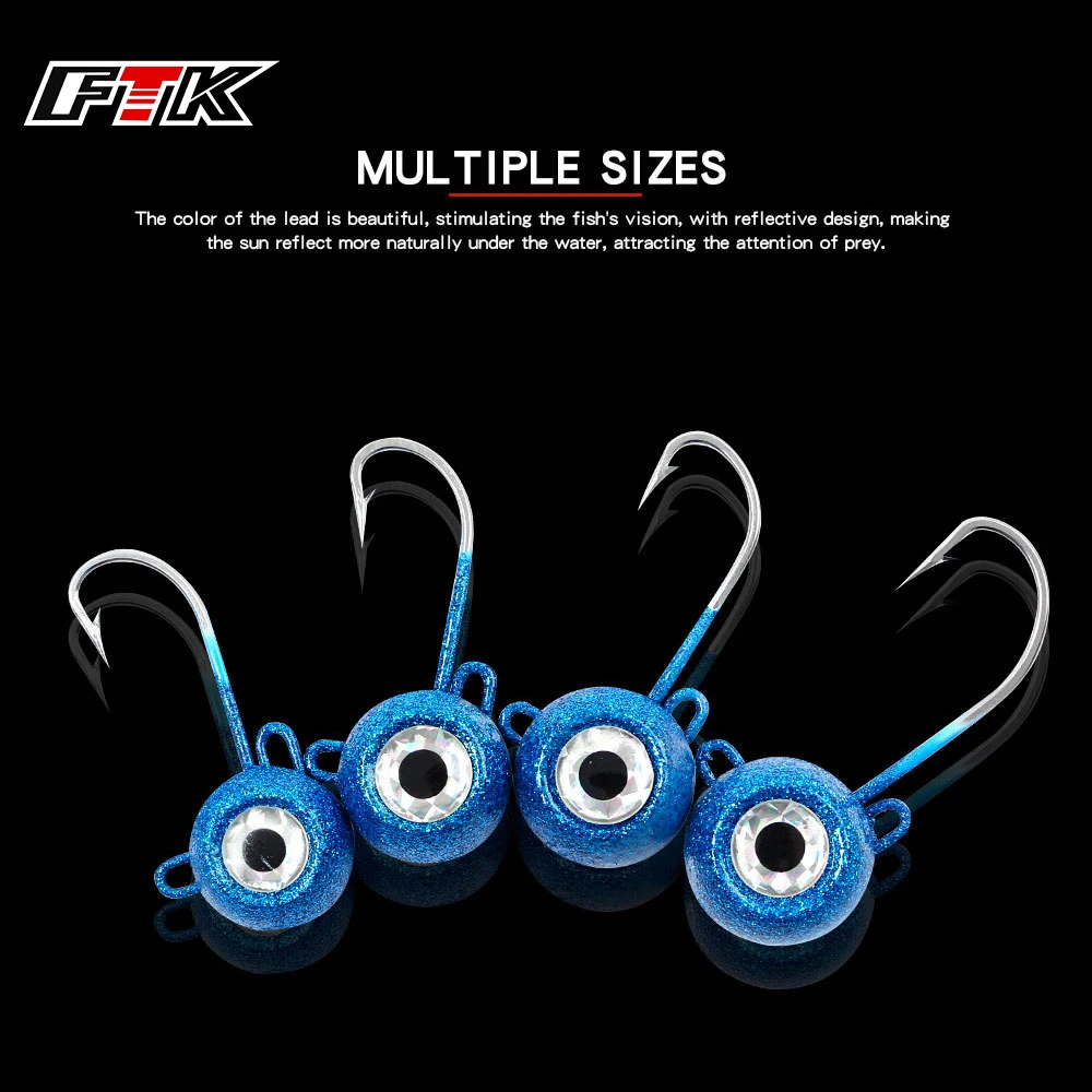 FTK-anzuelo con cabeza de anzuelo para pesca, ojo 3D, agua salada, 120g/180g/160g, señuelo de pesca con luz de caída profunda, Swimbait para lubina de halibut Striper Pompano - imagen 5