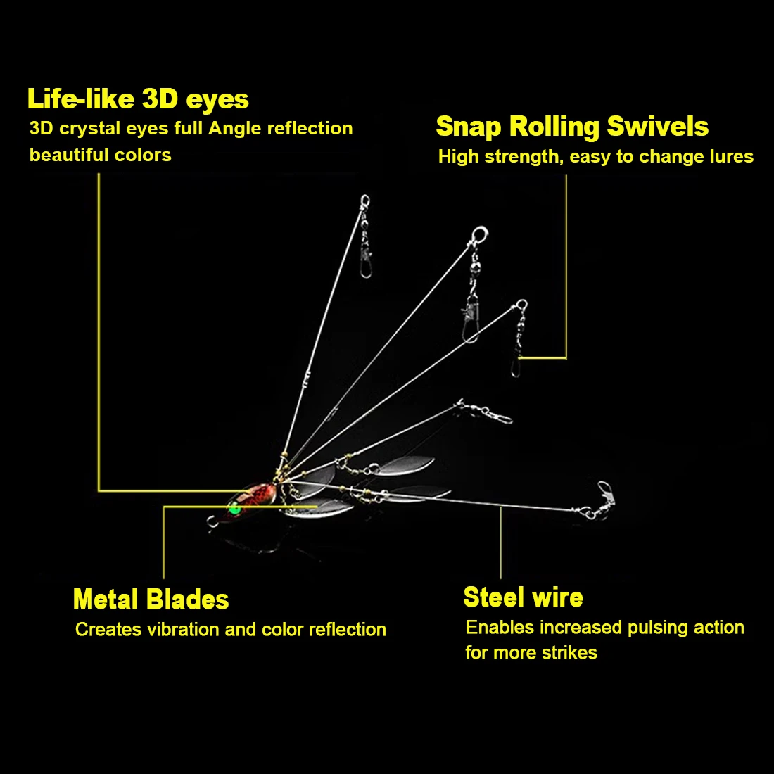 FishTrip Alabama Umbrella Rig Señuelo de pesca para pesca con curricán - imagen 2