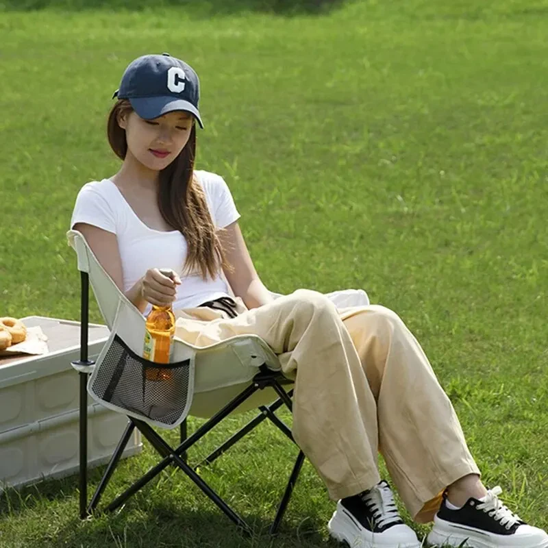 Silla plegable con forma de luna para exteriores, silla de comedor para picnic y acampada, herramientas portátiles de alta carga - imagen 4