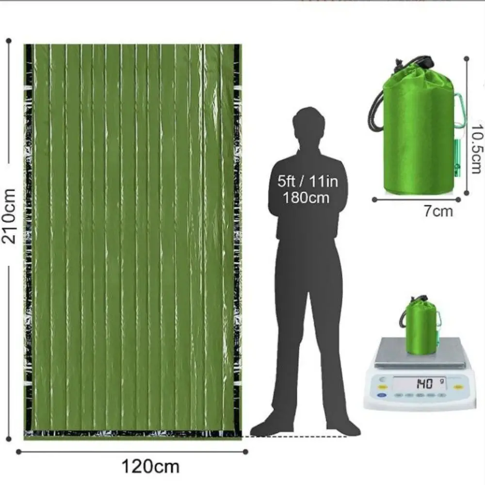 Manta impermeable de supervivencia de emergencia con bolsa de almacenamiento, silbato, manta térmica de aluminio de 9 estilos, cortina portátil, saco de dormir - imagen 4