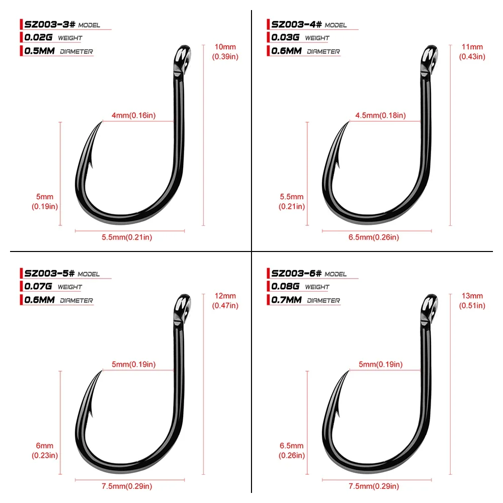 Iseama-pesca en agua salada con anillo de alta resistencia, 200 piezas, acero al carbono, Color negro, 3-15 # - imagen 4