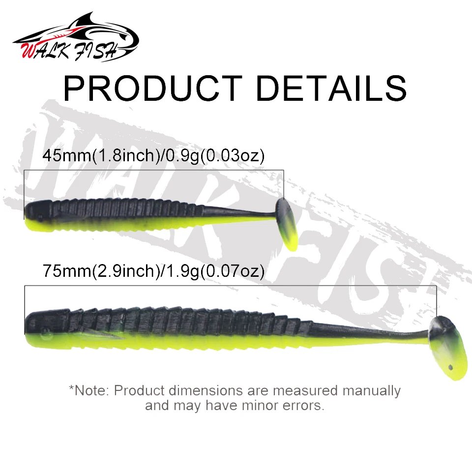 WALK FISH-señuelo de pesca de pececillos de plástico suave, cebo Artificial, sábalo, carpa, cola de paleta, perca, trucha, 10 piezas, 75mm/45mm - imagen 2