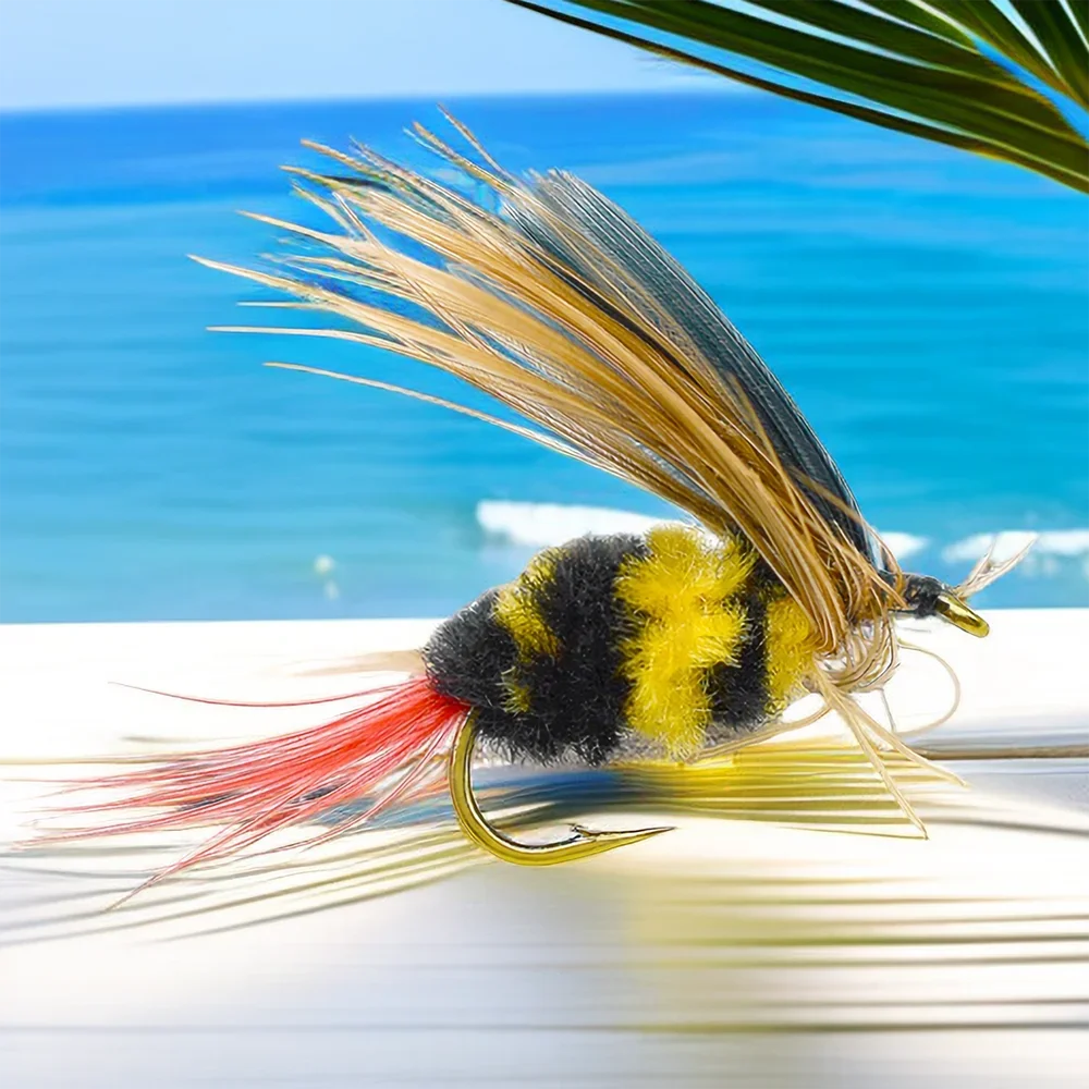 10 piezas # 10 cebo Artificial para insectos, señuelo de abeja, mosca, trucha, Señuelos de Pesca artificiales de 15mm, cebos para insectos de Pesca al aire libre, juego de señuelos de Pesca - imagen 2