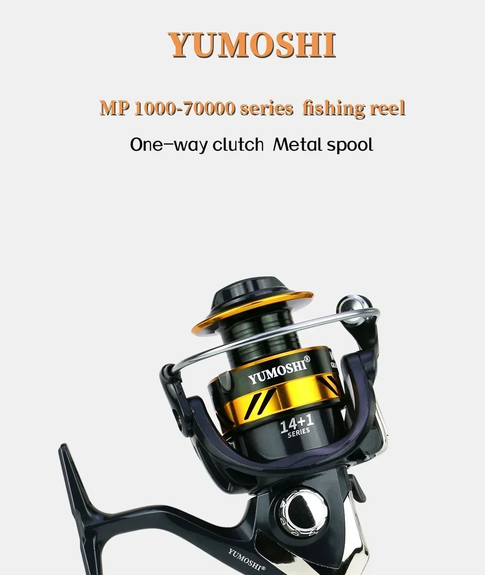 Experimente lo mejor en el equipo de pesca con el carrete de pesca MP 1000-70000 de YuMoshi con un embrague unidireccional y un carrete de metal para un rendimiento superior para un rendimiento superior