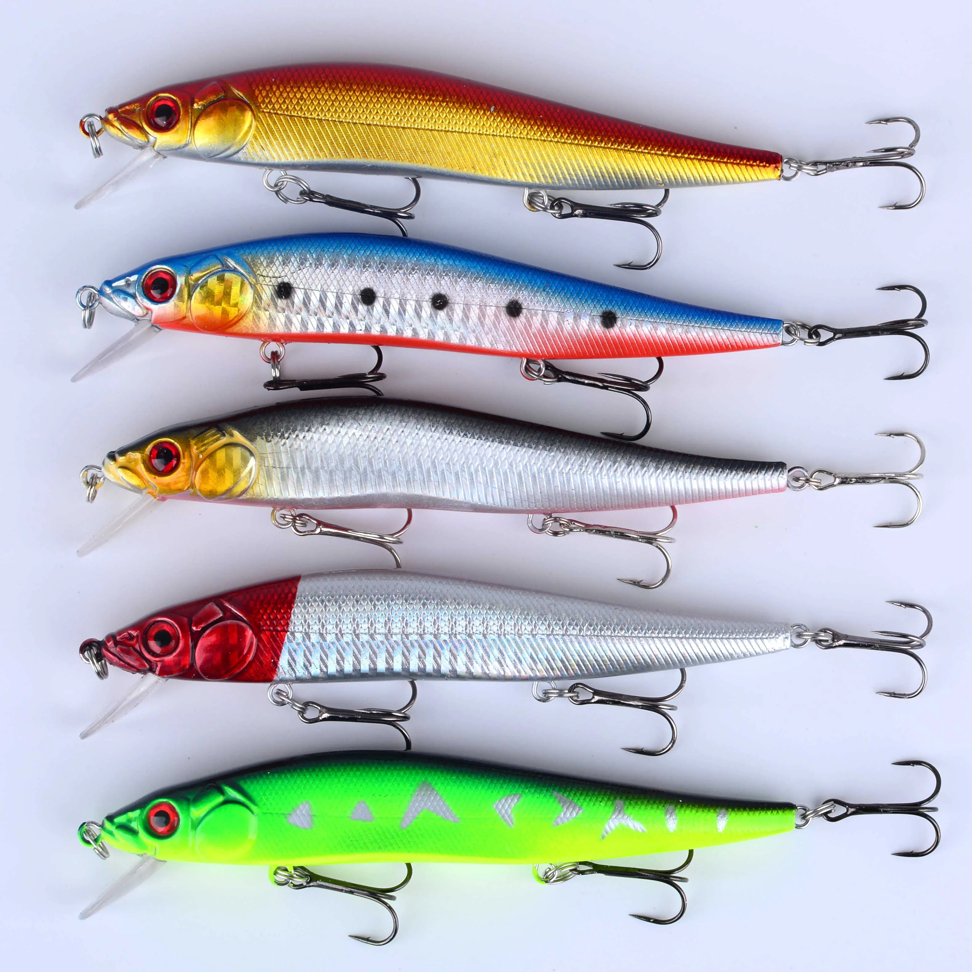 Señuelo flotante de pececillo para Pesca, Wobblers de fundición, trucha de agua salada, lubina, cebo duro Isca, 5 uds. - imagen 5