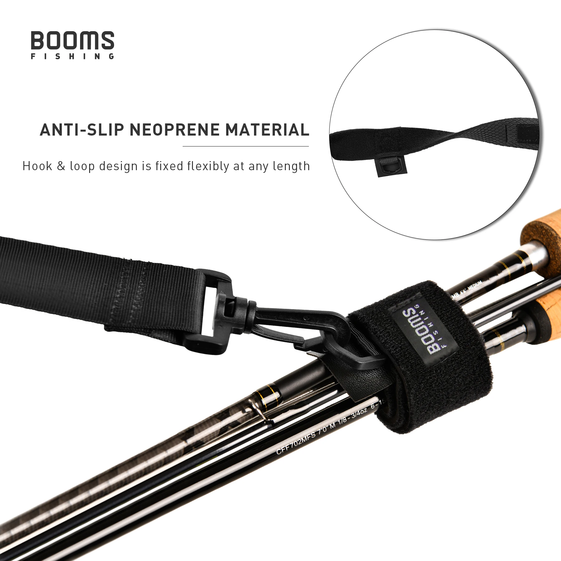 Booms Fishing RS4 caña de pescar correa de transporte Sling cinturón de hombro herramientas de seguridad varilla de nailon correas de cinta mágica accesorios de aparejos - imagen 5