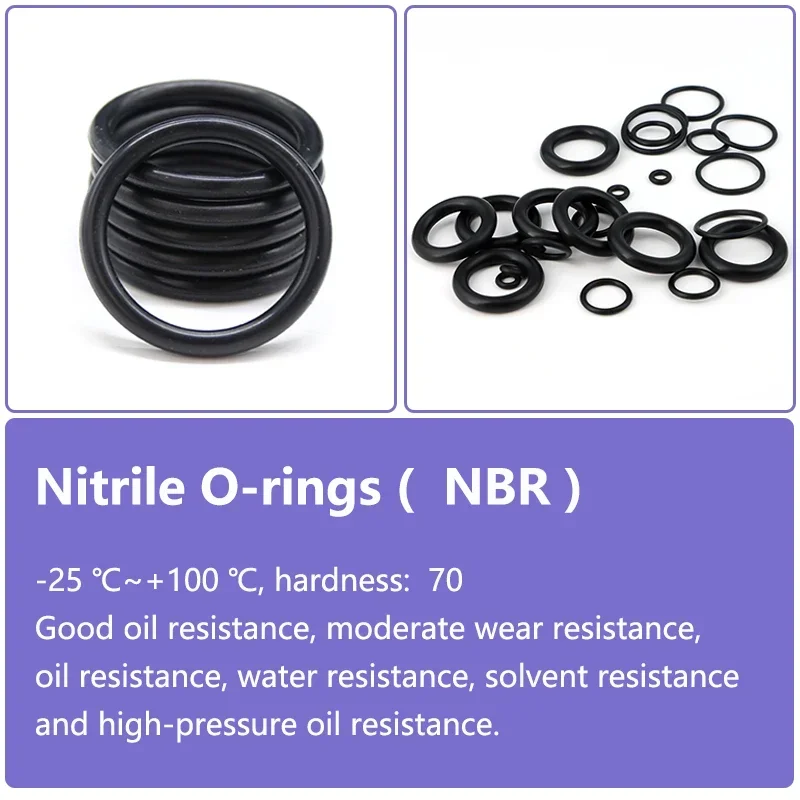 Junta tórica NBR espesor CS2.4mm OD6 ~ 180mm caucho de nitrilo butadieno negro aceite resistente a altas temperaturas junta tórica de sellado 10 ~ 50 - imagen 2