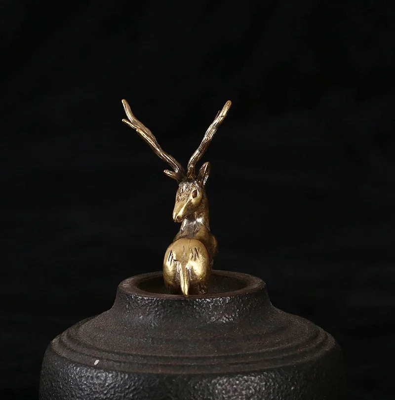 Estatuilla en miniatura de alce de Navidad de latón Retro, accesorios de decoración para festivales, Mini estatua de Reno, adorno de escritorio, decoraciones modernas - imagen 4
