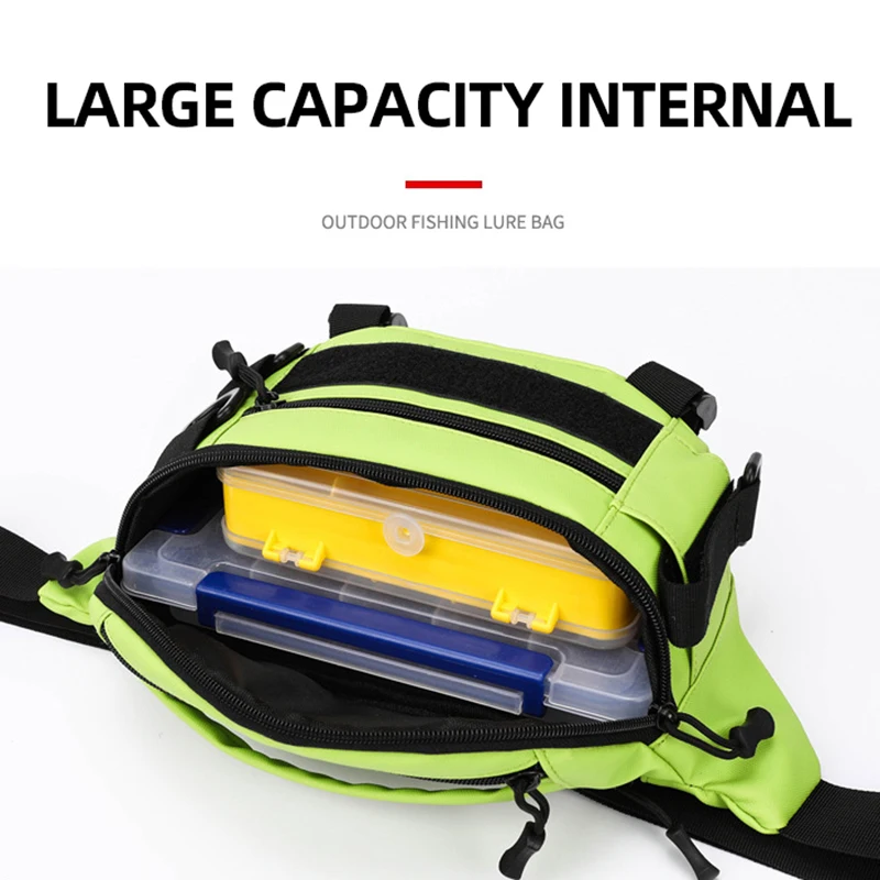 Bolsa de pecho de pesca para hombre, bolsa de Señuelos de Pesca multifunción, bolsa de almacenamiento de aparejos de pesca grande, bolsa de cintura para deportes al aire libre, senderismo y pesca - imagen 3