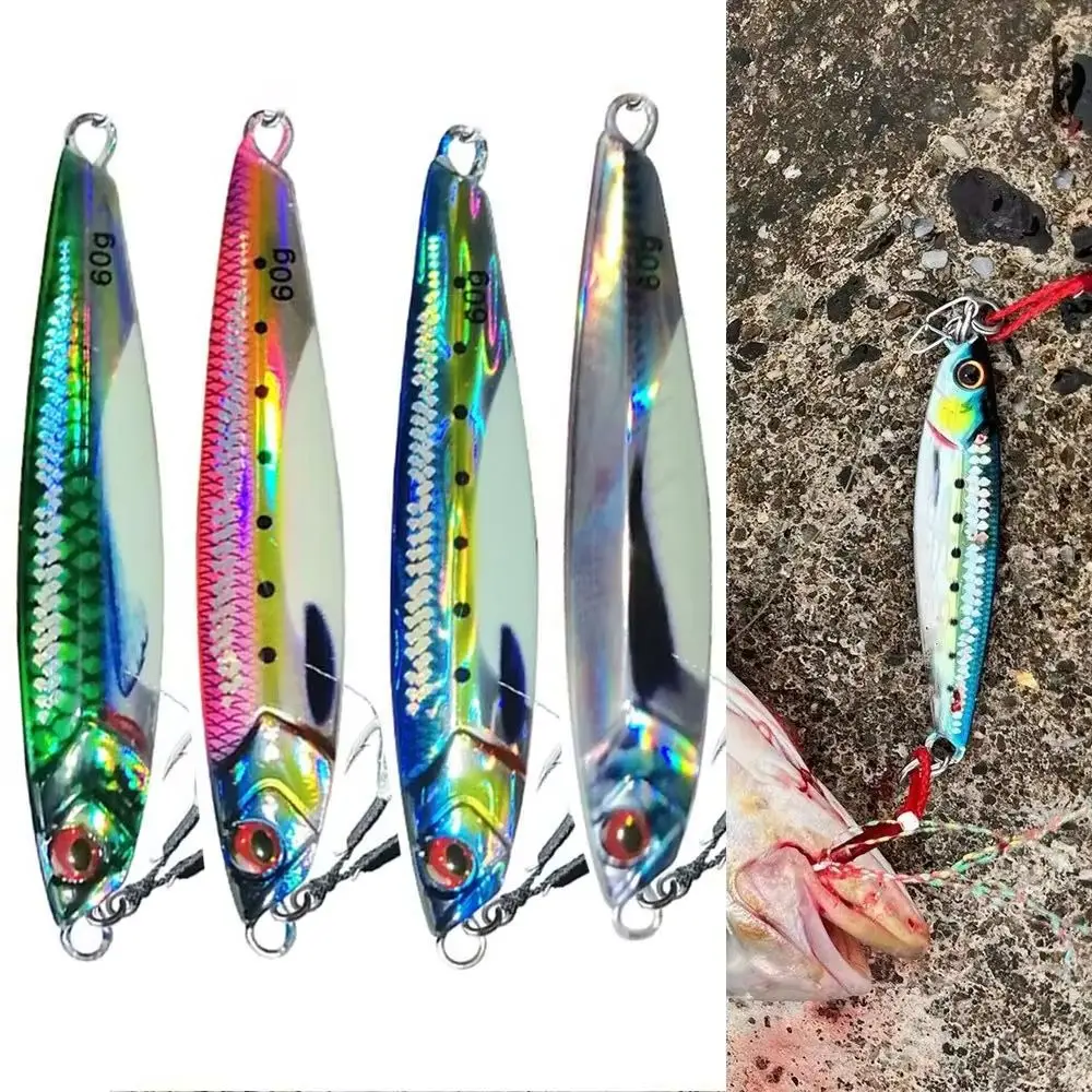 Aparejos de pesca de caballa, Señuelos de Pesca de plantilla de Metal, cebo duro de 60g y 80g, Jigging Vertical costero, Jigpara, atún, señuelos de agua salada, gancho - imagen 4
